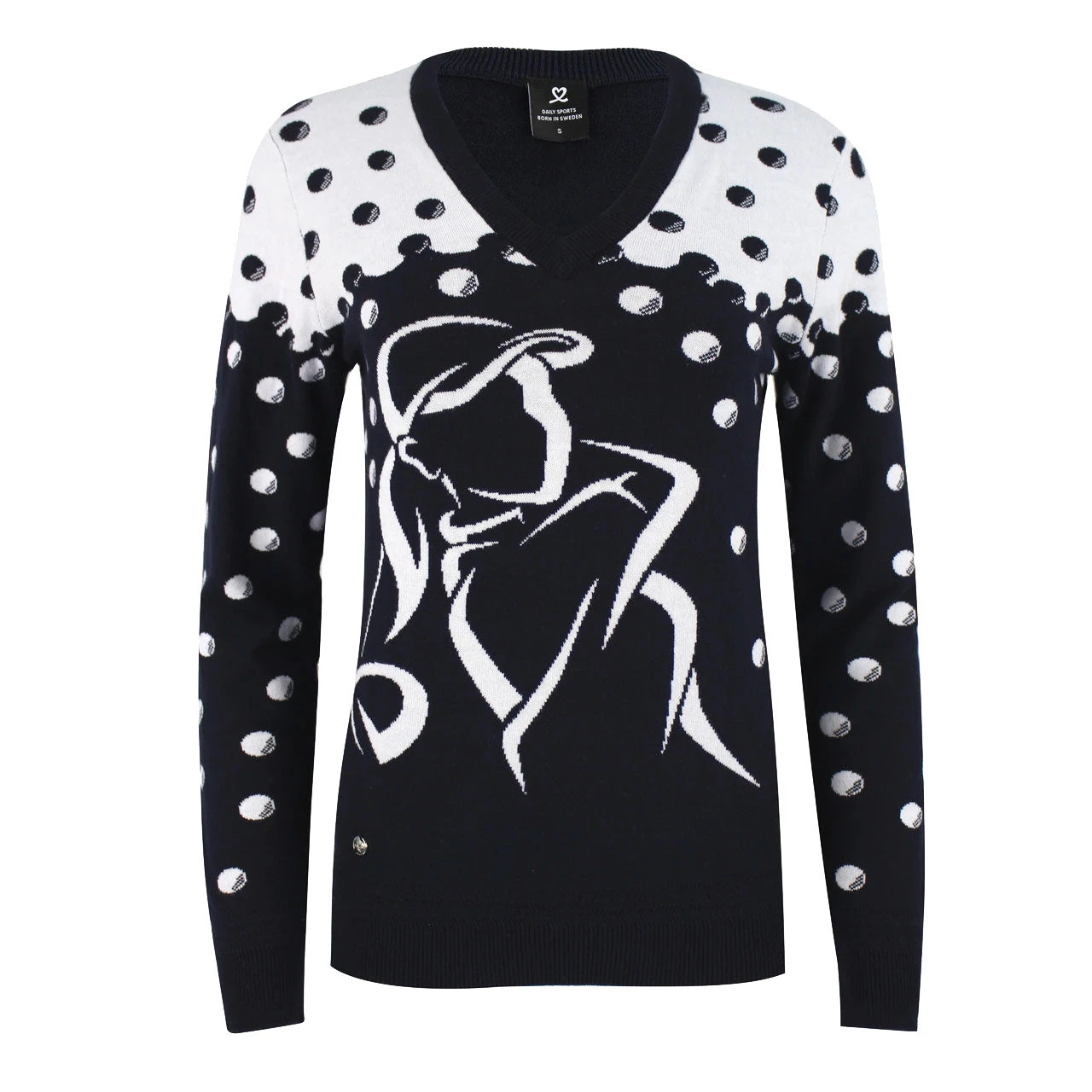 Daily Sports Aim Navy Womens V-Neck Golf Sweater 1 Daily Sports Aim Navy Womens V-Neck Golf Sweater